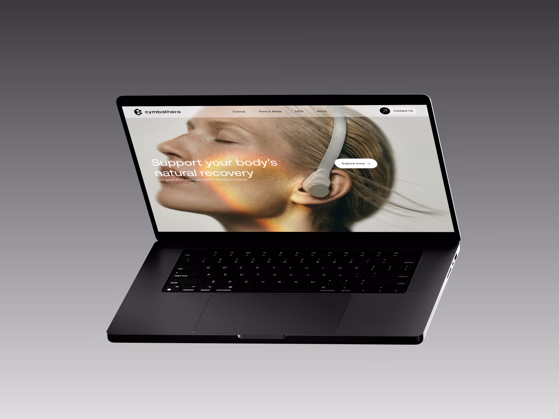 Forsiden til Cymbathera på desktop