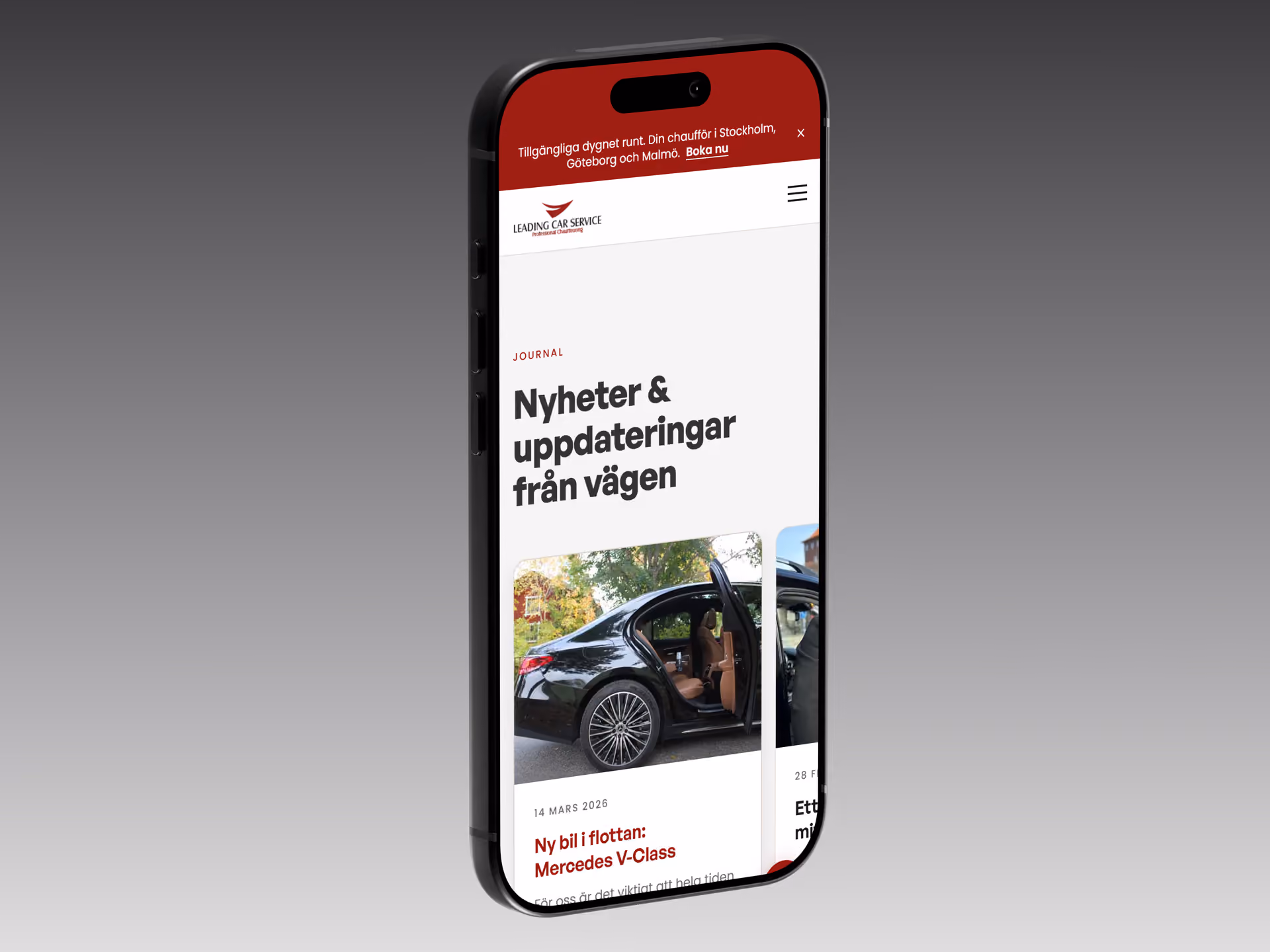 Journalen på leadingcar.se i mobilen
