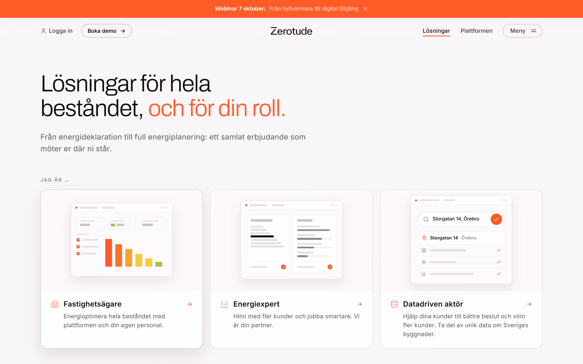 Sidan Lösningar med tre roller på zerotude.io