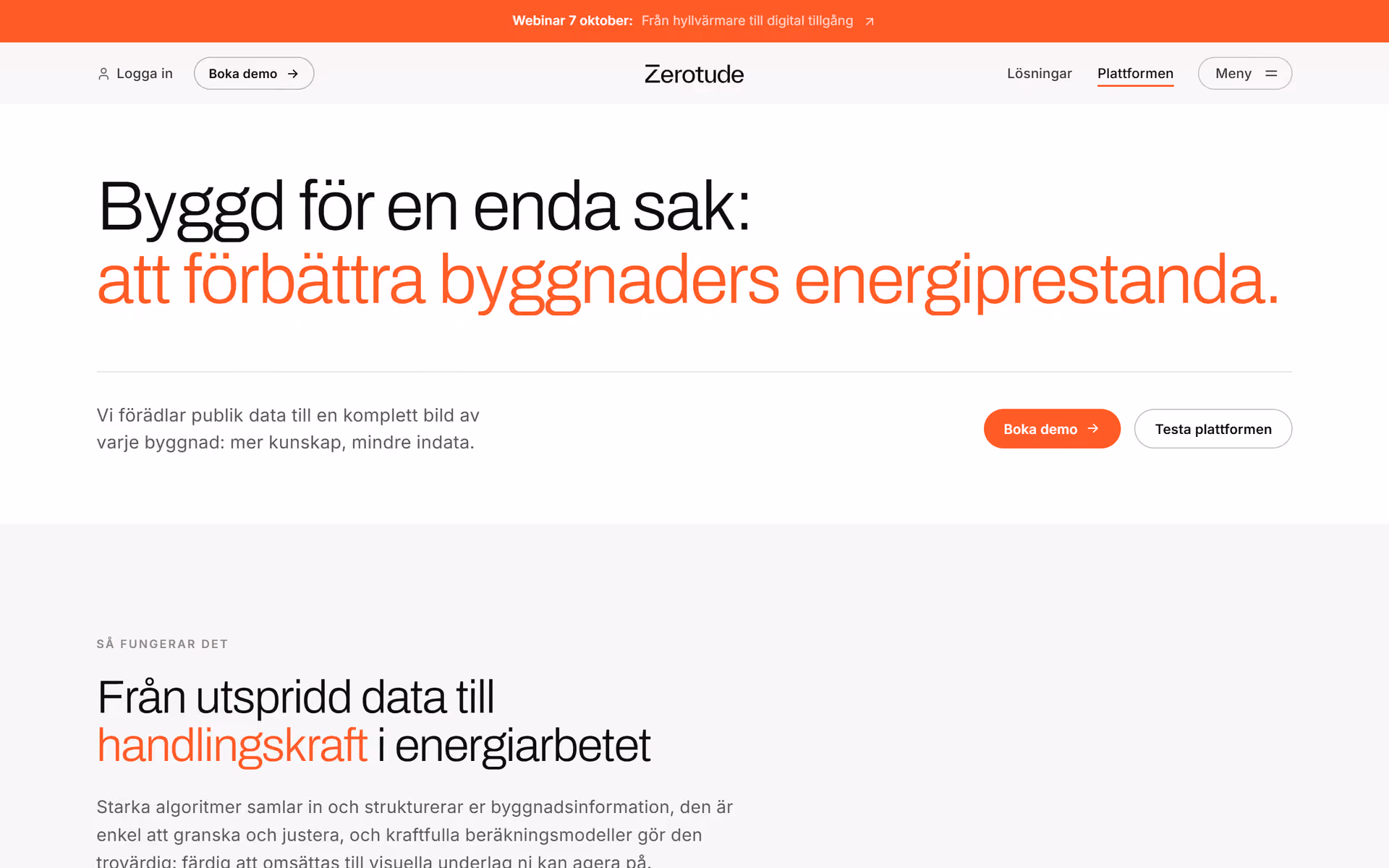 Sidan Plattformen på zerotude.io